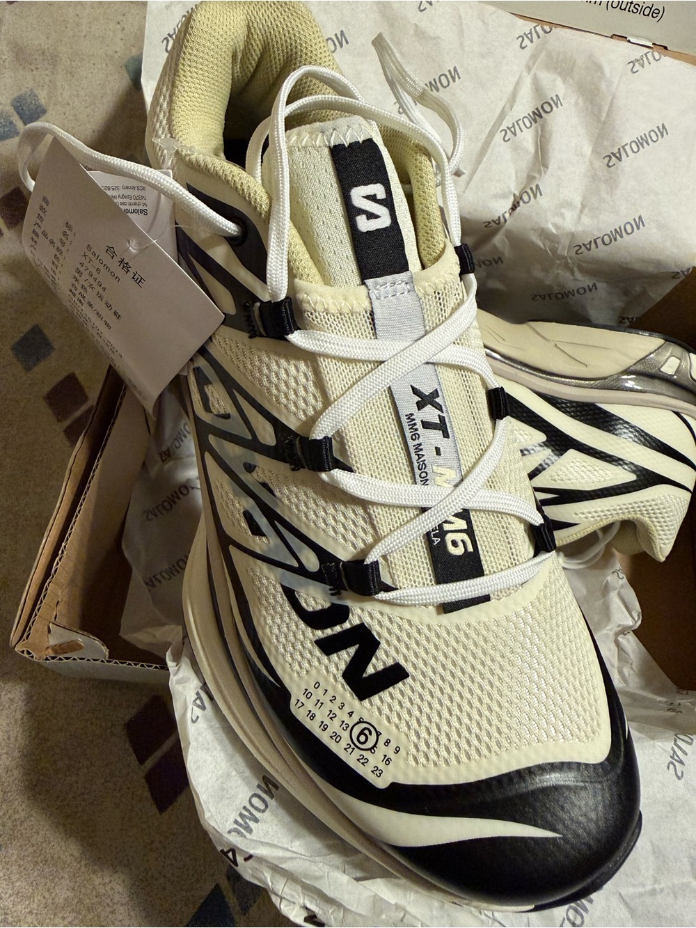 Salomon Maison Martin Margiela Cream and Black Trail Running Shoes - Picture 6 of 12